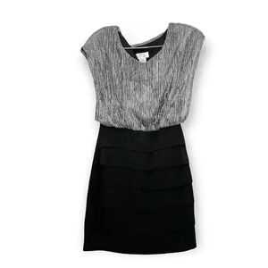 Sweet Storm Women's Metallic Black Cocktail Dress Sz Medium Flowy Top